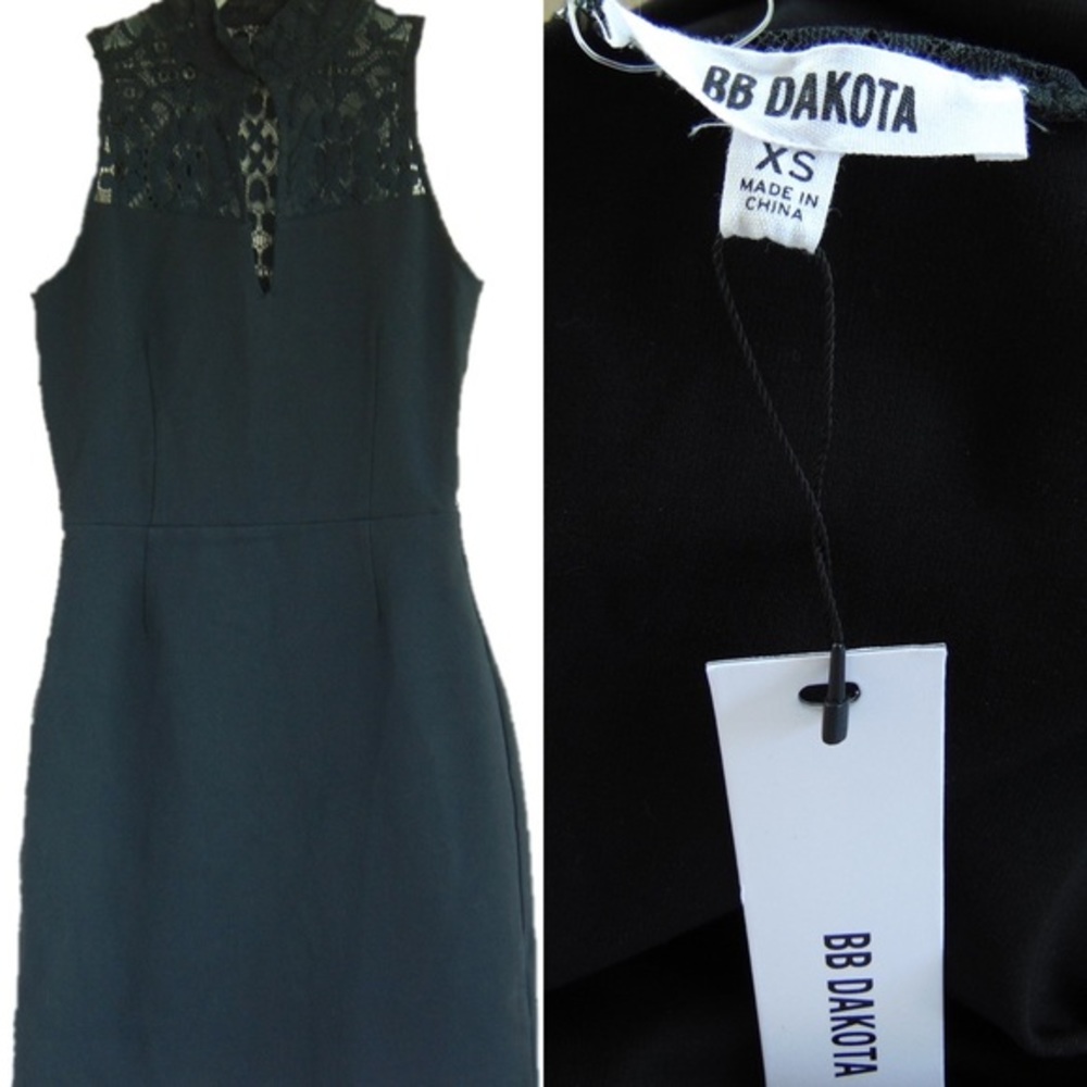 BB Dakota Black Cambree Ponte Lace Dress XS